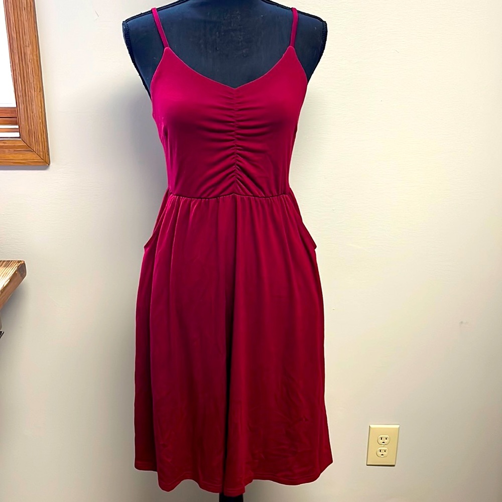 Maroon T-Shirt MIDI Dress